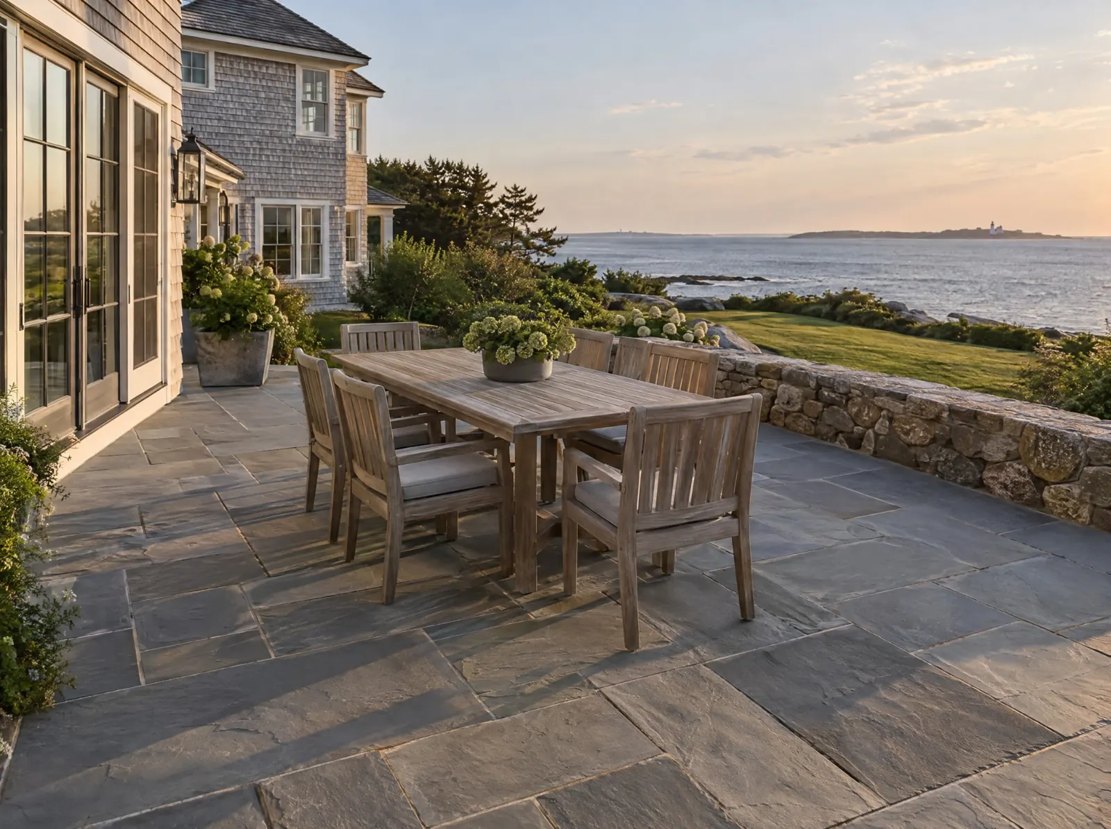 Natural stone patio and outdoor gathering space